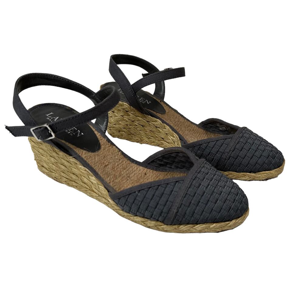 Lauren Ralph Lauren Capricia Women's Slate Blue Espadrille Wedge Sandals Size 7B